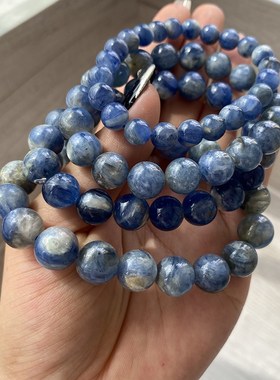 天然莫内蓝晶祖母晶共生矿手链男女款蓝绒晶手串饰品礼物