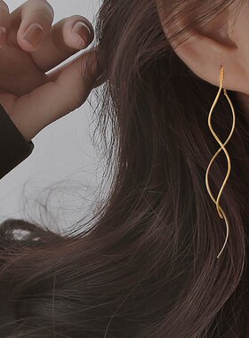 波浪耳线女小众耳线高级感时尚百搭气质款耳坠女耳环2022年新款潮