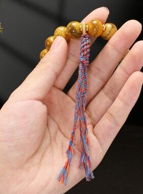 天然老料牦牛骨手串女男款配饰佛珠编绳三眼天珠盘玩藏式骨头手链