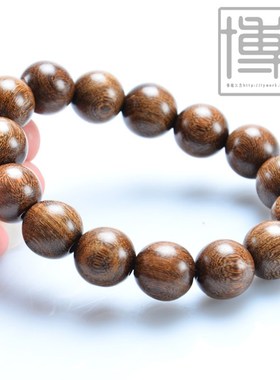 文玩金丝檀木15mm手串 红木 檀木佛珠手串手链 男女款手链木串珠