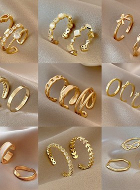 小众设计戒指女粗胖手大号适合手粗的开口复古轻奢高级感学生指环