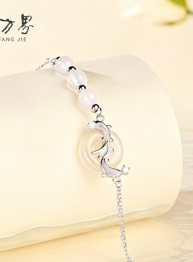 玛瑙平安扣手链女款生日礼物