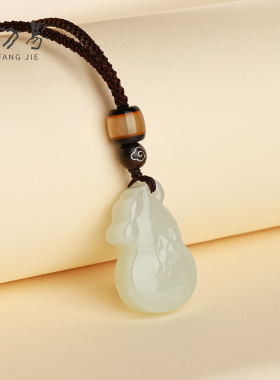 和田玉精雕双面福寿葫芦女款