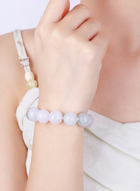 石方界石英质玉天山翠手串女款精致圆润时尚百搭手链饰品情侣手饰