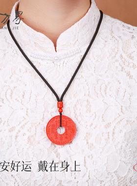 朱砂山鬼花钱牌吊坠女款项链