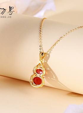 鸿运福禄红玛瑙葫芦项链女款