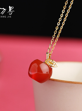 圣诞平安果项链红玛瑙苹果吊坠