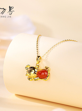 石方界银镶红玛瑙瑞虎吊坠