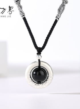 999足银相思豆平安扣情侣项链