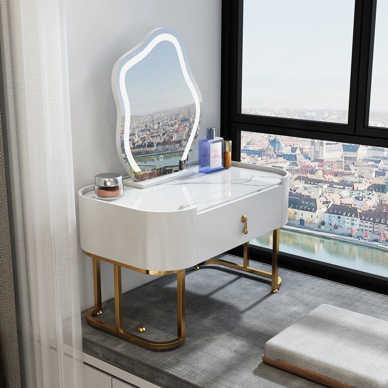 飘窗梳妆台多功能玻璃化妆台岩石带灯北欧网红小户型收纳柜化妆桌,淘宝优惠券,粉丝福利购,淘宝优惠卷