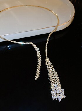 韩国镶钻锆石流苏项链时尚轻奢项圈高级感锁骨链简约气质项饰