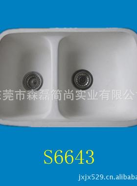 工程白色厨房水槽人造石厨房盆复合亚克力橱柜水槽双槽