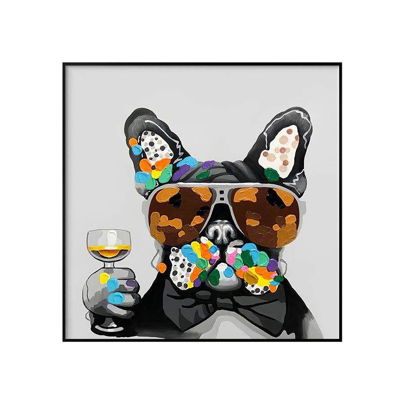 现代简约餐厅装饰画饭厅餐桌墙上挂画单幅卧室玄关墙面壁画酒杯狗,淘宝优惠券,粉丝福利购,淘宝优惠卷