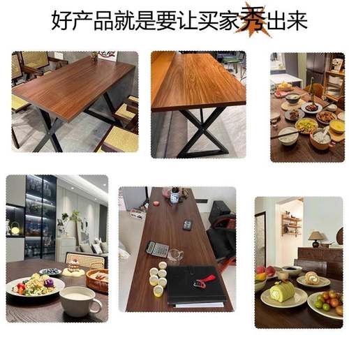 餐桌椅组合快餐店饭桌餐饮商用小吃店长条桌工业风酒吧烧烤店桌子 - 图2