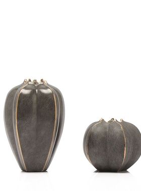 现代简约家居饰品样板房玄关桌面摆件杨桃小花瓶干花花插软装饰