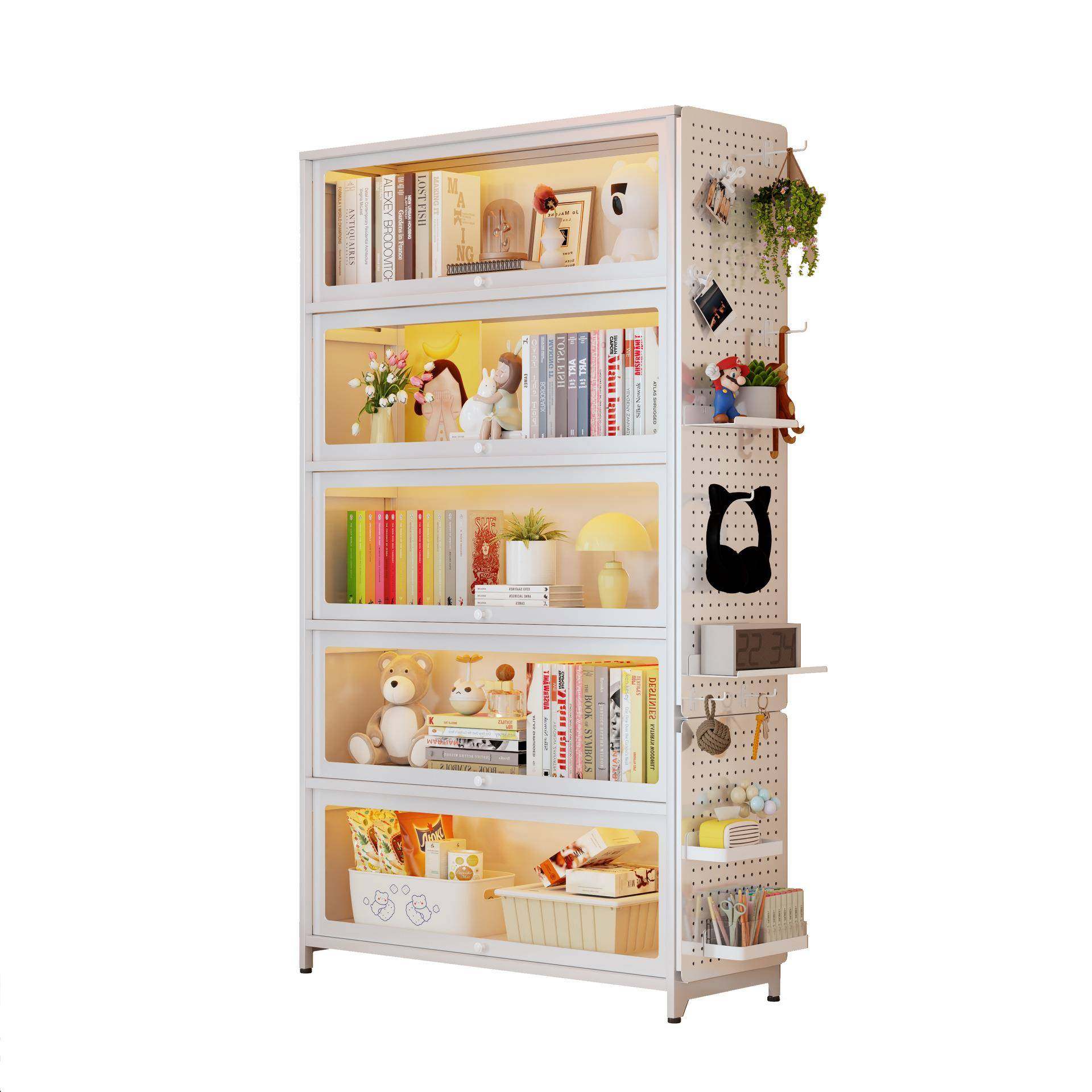 【折扣价】家用带玻璃门书柜防尘书架铁皮柜玻璃展示柜落地柜子收,淘宝优惠券,粉丝福利购,淘宝优惠卷