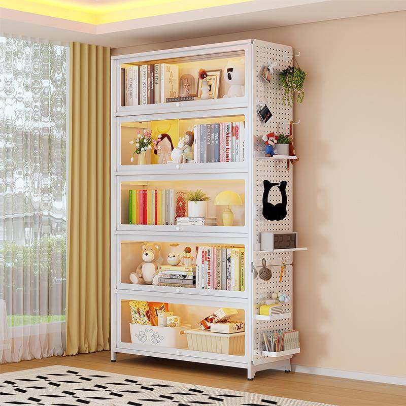 【折扣价】家用带玻璃门书柜防尘书架铁皮柜玻璃展示柜落地柜子收,淘宝优惠券,粉丝福利购,淘宝优惠卷