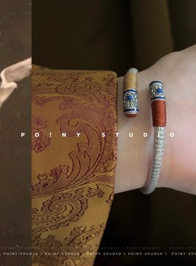 复古民族风纯银999手镯女古风藏式手饰开口可以调节镯子手链