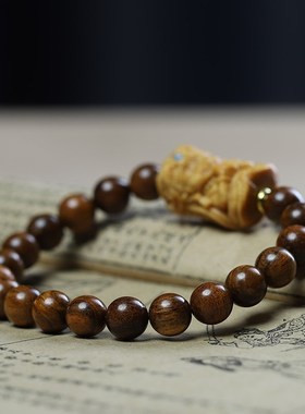 贡木沉香手串高油老料沉水情侣款清香味木手链男女款文玩佛珠饰品