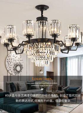 轻奢客厅水晶吊灯新中式高档黑色现代简约别墅大厅自建房工厂灯饰