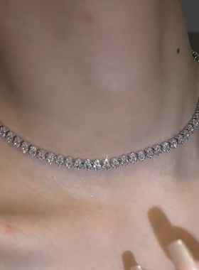 项链简约百搭超闪锁骨链精致小众设计高级感素链颈链轻奢满钻锆石