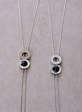 项链女长款挂件秋冬百搭韩版时尚气质简约水晶流苏挂链装饰毛衣链