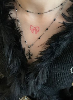 暗黑锆石十字架镶钻串珠项链女长款双层叠戴小众毛衣链辣妹锁骨链