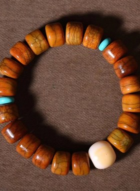 回流供养级老牛骨手链老灵骨桶珠爆满蝌蚪纹情侣民族风老型珠手串