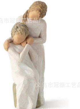 跨境 仿木雕情人节装饰品摆件树脂工艺品 爱人相依摆件创意