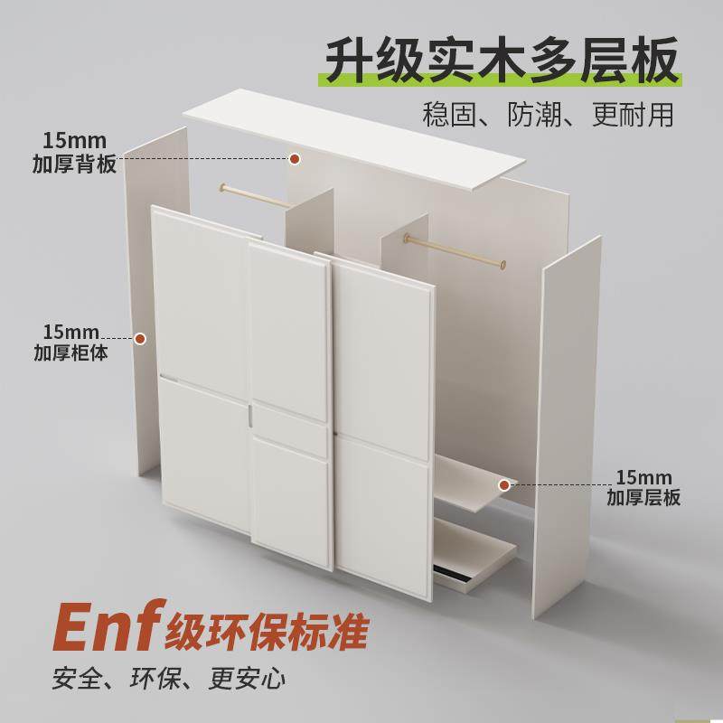 【折扣价】4I实木多层板衣柜家用卧室白色现代简约推拉门柜子Enf,淘宝优惠券,粉丝福利购,淘宝优惠卷