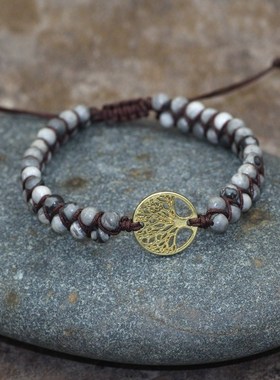 树吊饰手链双层串状编织手链瑜伽友谊恋人手链礼物个性简约时尚新