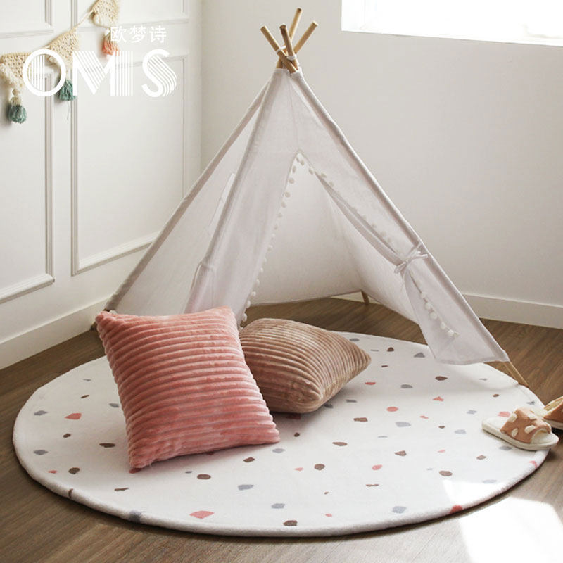 儿童房圆形地毯可爱卧室床边地毯帐篷地毯儿童房爬爬垫可机洗,淘宝优惠券,粉丝福利购,淘宝优惠卷