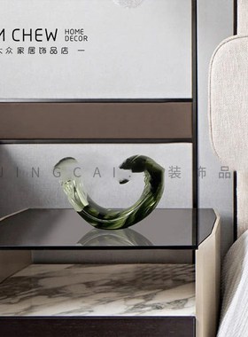 轻奢简约抽象几何弯曲异形玻璃艺术摆件样板间售楼处茶几书房饰品