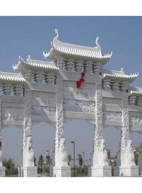 制作景点装饰大理石花岗岩石头门楼牌坊五门七楼石牌坊石雕牌直销