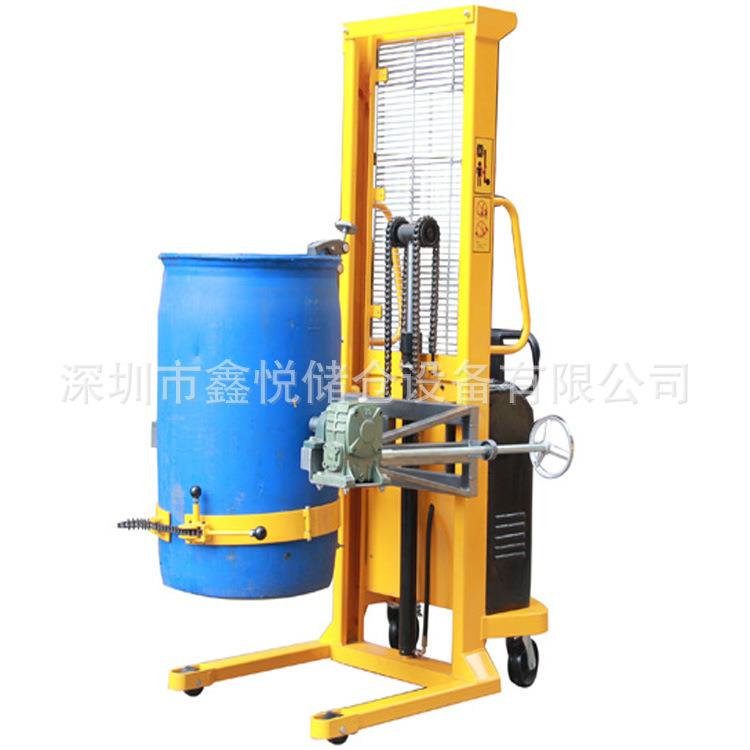 油桶升降叉车半电动圆桶装卸倒料车电动升降手动翻转油桶堆高车 - 图1