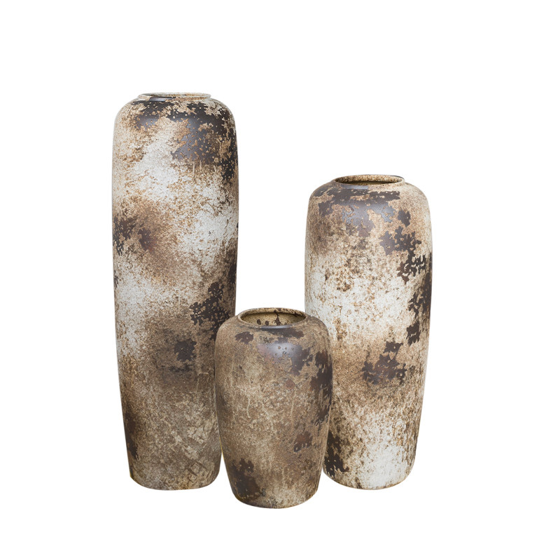 复古工业风手工粗陶陶瓷落地花瓶陶罐坛子花器客厅装饰摆件,淘宝优惠券,粉丝福利购,淘宝优惠卷