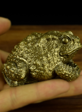 铜金蟾呱呱来财一鸣蟾蜍手把件禅蛙檀香线香摆件书房