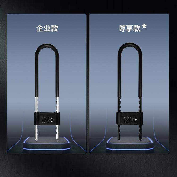 智芯泰密码锁U型玻璃门办公楼商铺大门智能指纹锁U型玻璃门锁 - 图2