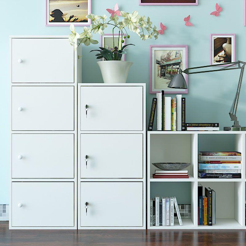 简易储物柜带锁小柜子书柜带门落地学生简约书架客厅收纳置物多层 - 图1