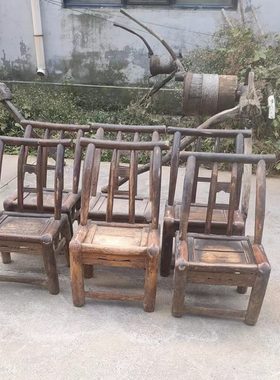 展示复古收藏椅子旧家具怀旧老物件老式农村民俗小板凳榆木老摆件