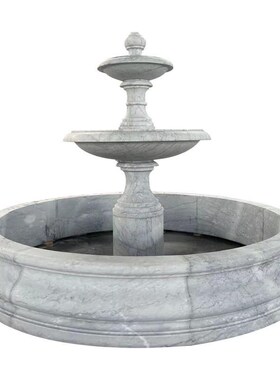 石雕灰色大理石喷泉小区别墅庭院景观喷泉摆件户外流水石雕喷水