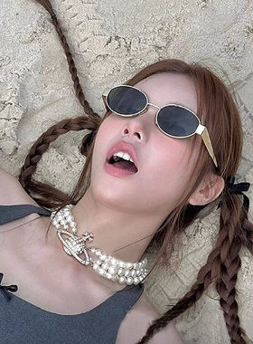 复古老钱风金属墨镜女高级感美式椭圆太阳镜防晒防紫外线2025新款