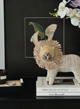 SilentWind寂风北欧风费尔岛亚麻小马树脂动物摆件家居装饰工艺品