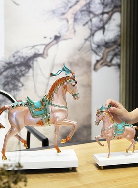 高档黄铜马到成功招财摆件轻奢客厅玄关桌面装饰品乔迁礼品