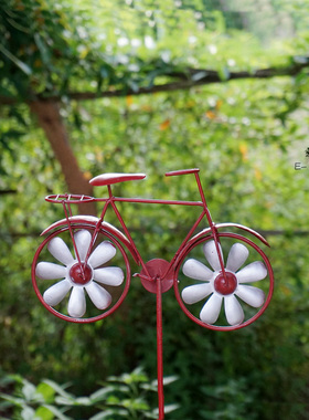 田园风车花架自行车花插法式乡村花园单车铁艺爬藤架装饰