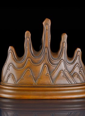 紫铜笔架摆件创意新中式桌面家居办公室桌面铜毛笔架装饰工艺礼品