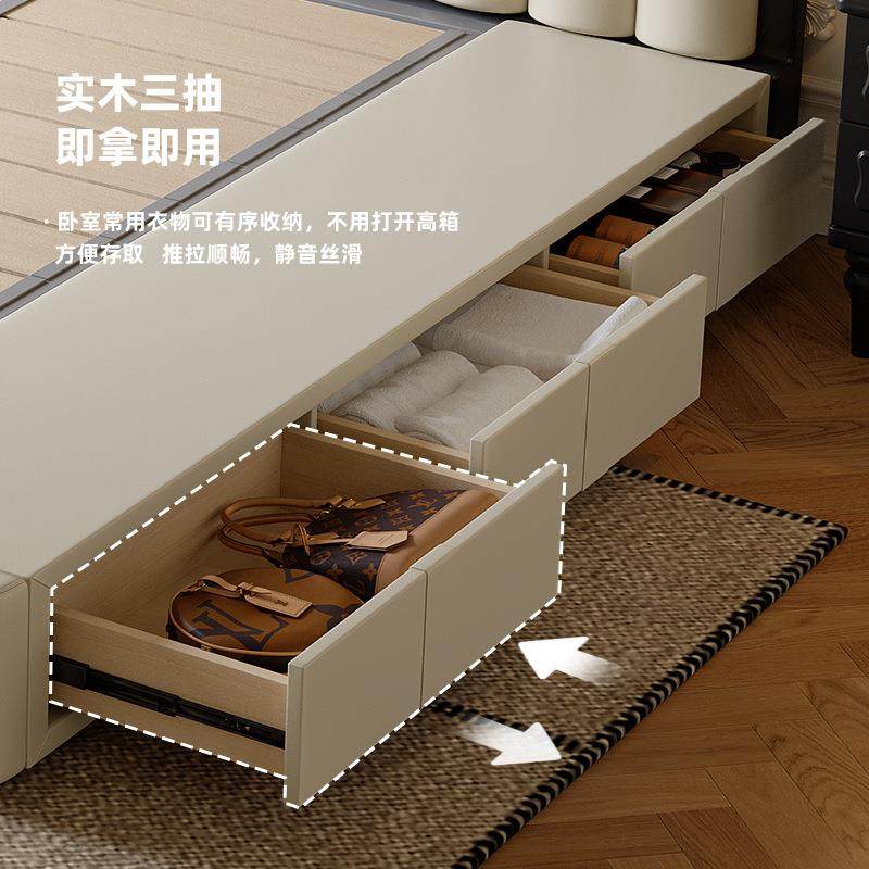 法式复古储物床主卧真皮床意式轻奢中古风1.8m床奶油风床卧室家具,淘宝优惠券,粉丝福利购,淘宝优惠卷