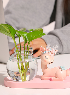 轻奢家居饰品创意可爱鹿现客厅玄关电视柜装饰品小摆件