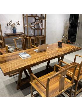 实木大板整块原木茶桌茶台胡桃木办公桌餐桌书桌画案原木