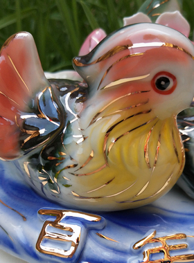 陶瓷鸳鸯摆件一对卧室摆设结婚礼品送新人祝福卧室床头创意摆设